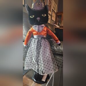 Orange and Black Doll with Polka Dot Skirt